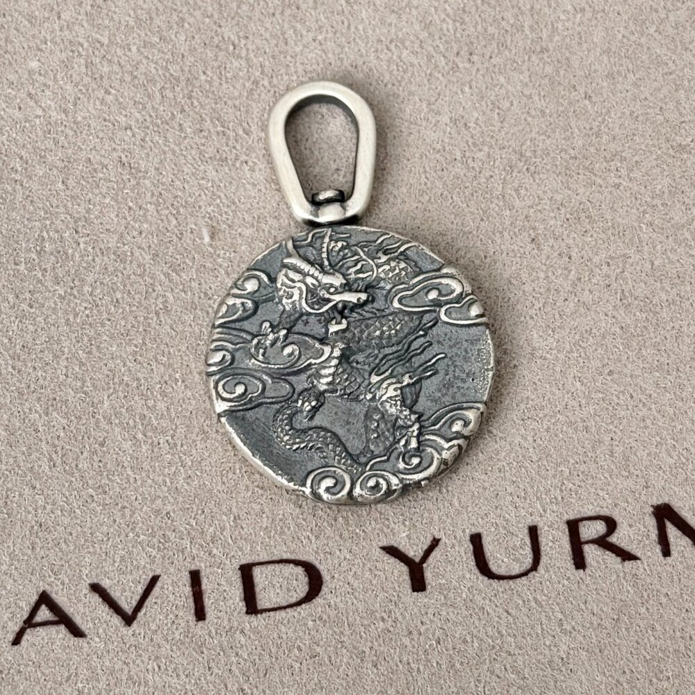 David Yurman Men's .925 Sterling Silver Dragon Pendant Amulet